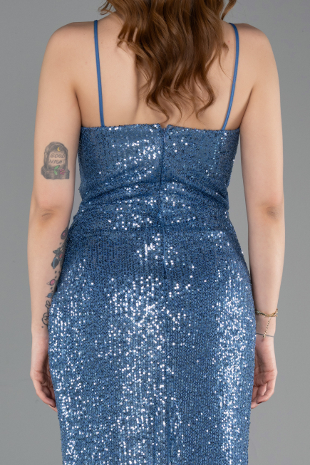 Tenue De Soirée Squameuse Longue Indigo ABU3246