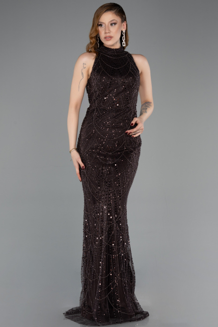 Robe De Soirée Longue Brun ABU4791