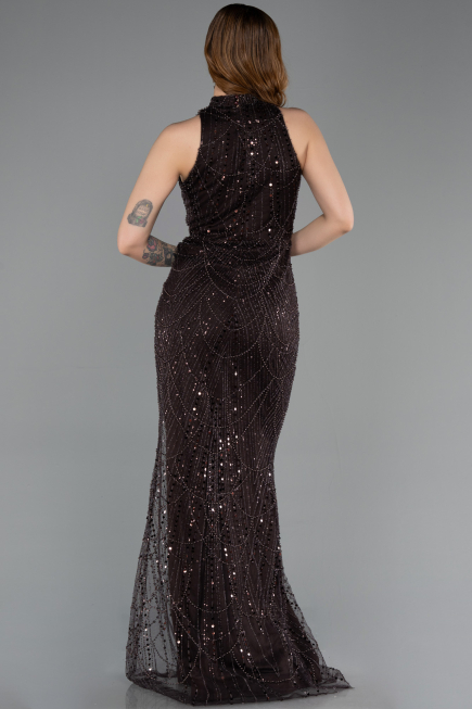 Robe De Soirée Longue Brun ABU4791