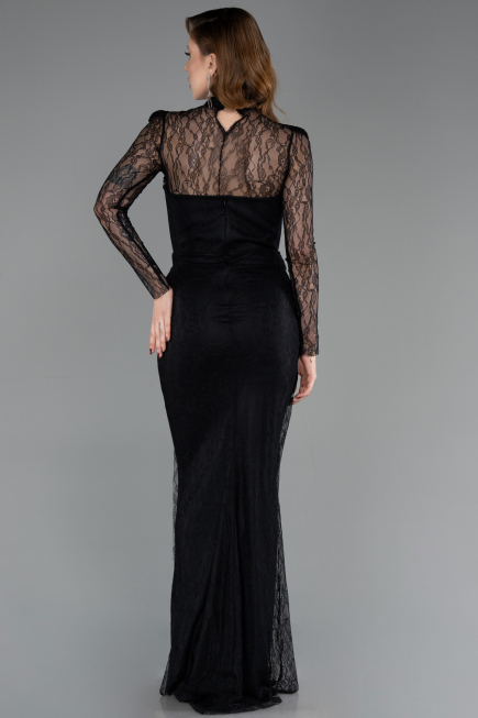 Robe de Soirée Longue Dantelle Noir ABU5823