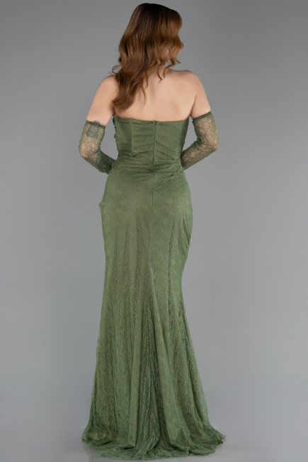 Robe De Soirée Dantelle Longue Kaki ABU5603