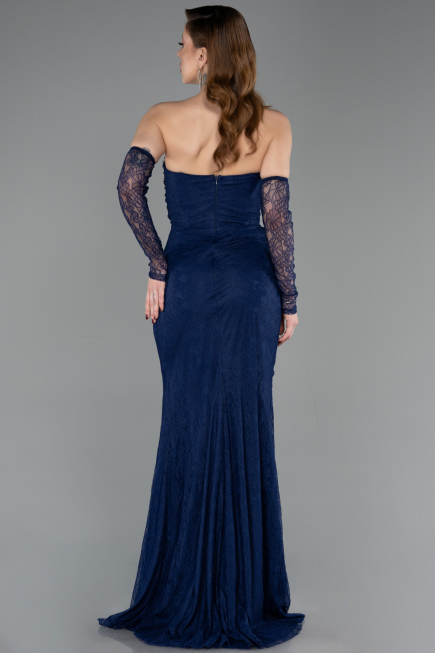 Robe De Soirée Dantelle Longue Bleu Marine ABU5603