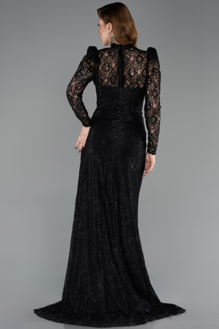 Robe de Soirée Longue Dantelle Noir ABU5771