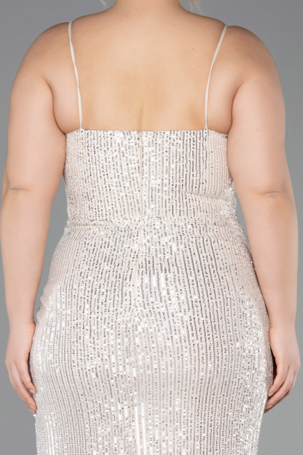 Robe Grande Taille Squameuse Longue Beige ABU3322