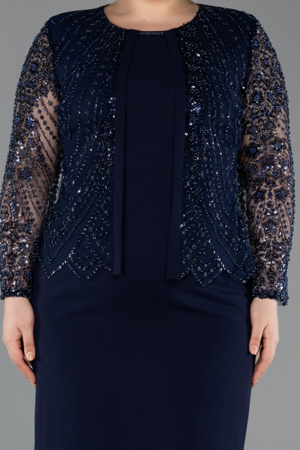 Robe de Soirée Grande Taille Midi Bleu Marine ABK2418
