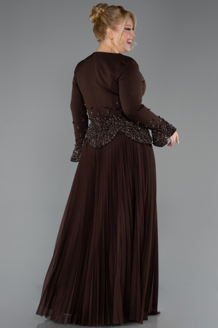 Robe de Soirée Grande Taille Longue Brun ABU5848