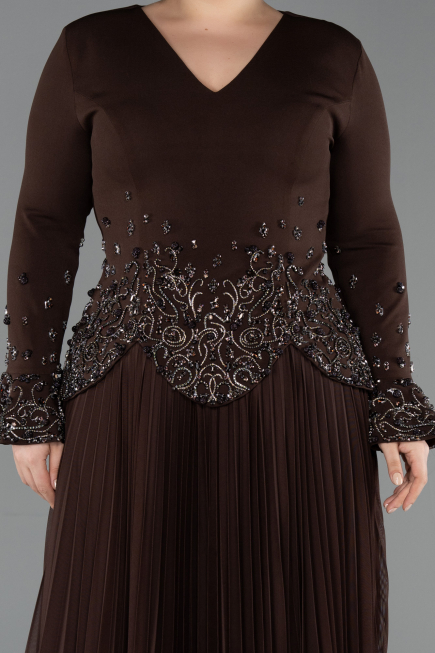 Robe de Soirée Grande Taille Longue Brun ABU5848