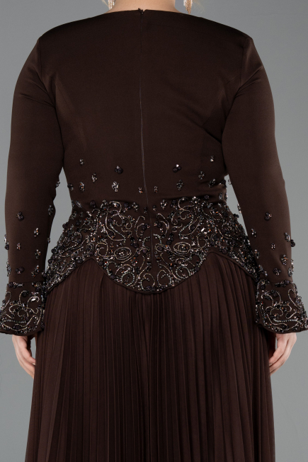 Robe de Soirée Grande Taille Longue Brun ABU5848