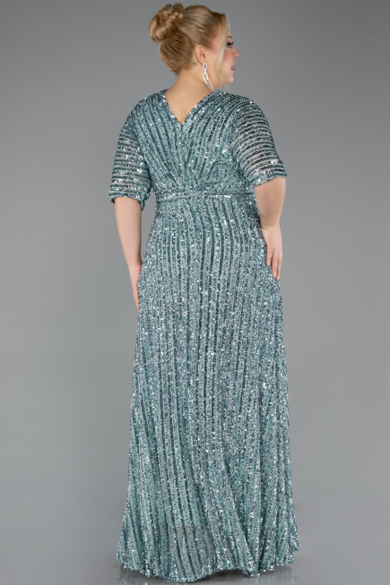 Robe De Soirée Grande Taille Longue Squameuse Menthe ABU5846