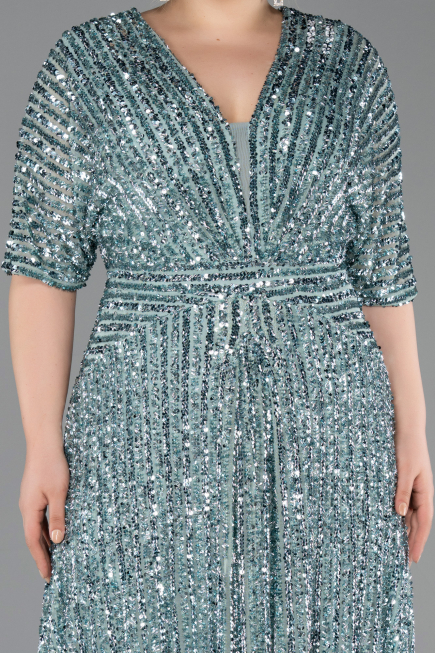 Robe De Soirée Grande Taille Longue Squameuse Menthe ABU5846