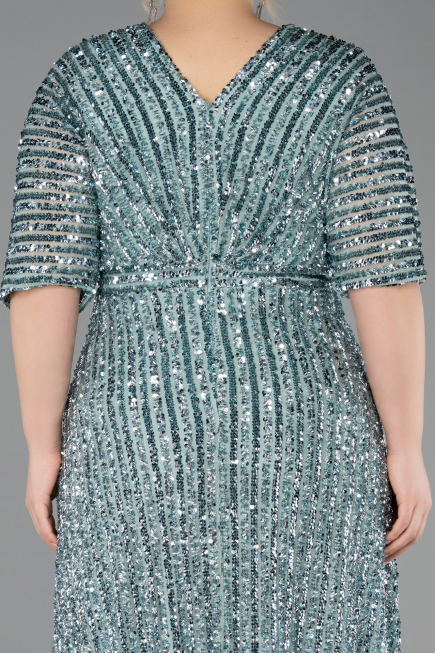 Robe De Soirée Grande Taille Longue Squameuse Menthe ABU5846