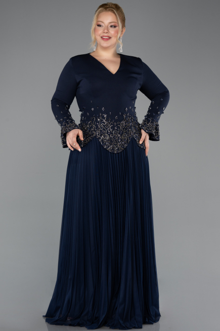 Robe de Soirée Grande Taille Longue Bleu Marine ABU5848