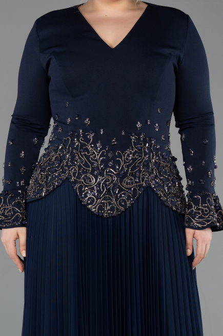 Robe de Soirée Grande Taille Longue Bleu Marine ABU5848