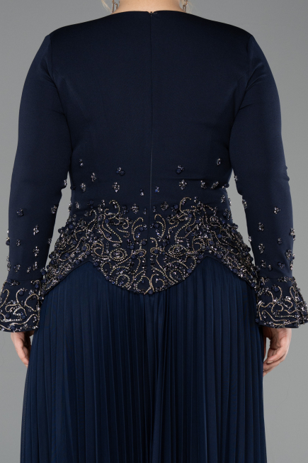 Robe de Soirée Grande Taille Longue Bleu Marine ABU5848
