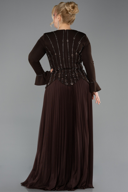 Robe de Soirée Grande Taille Longue Brun ABU5849
