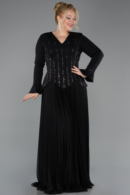 Robe de Soirée Grande Taille Longue Noir ABU5849