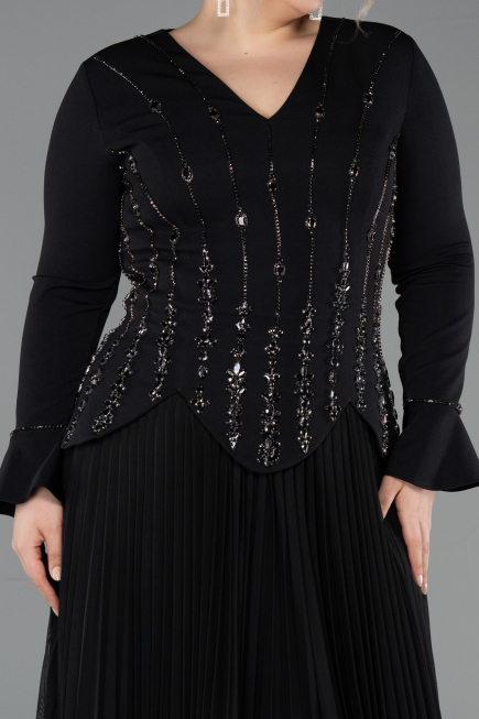 Robe de Soirée Grande Taille Longue Noir ABU5849