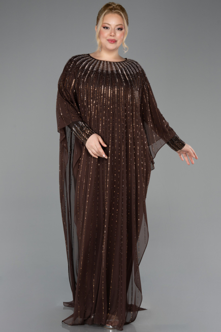 Robe de Soirée Grande Taille Longue Brun ABU5851
