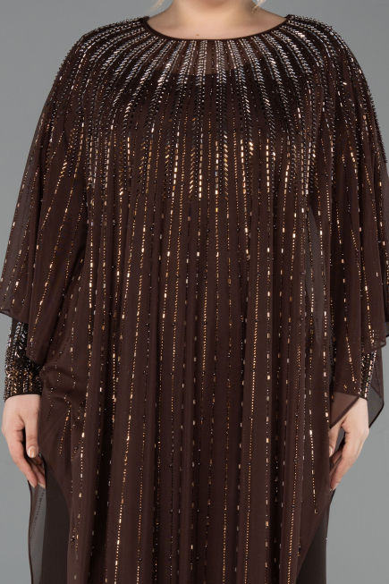 Robe de Soirée Grande Taille Longue Brun ABU5851