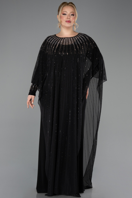 Robe de Soirée Grande Taille Longue Noir ABU5851