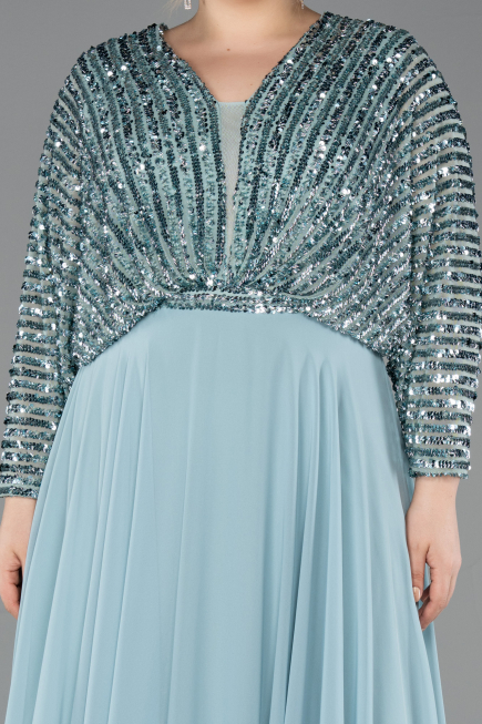 Robe Grande Taille Longue Mousseline Menthe ABU5859