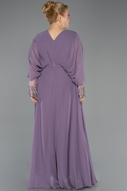 Robe Grande Taille Longue Mousseline Lilas ABU5860