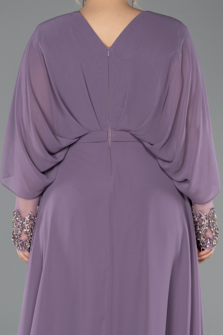 Robe Grande Taille Longue Mousseline Lilas ABU5860