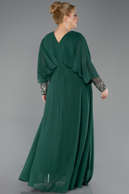 Robe Grande Taille Longue Mousseline Émeraude ABU5860