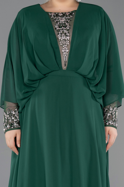 Robe Grande Taille Longue Mousseline Émeraude ABU5860