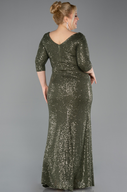 Robe Grande Taille Squameuse Longue Kaki ABU3258