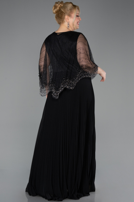 Robe Grande Taille Longue Mousseline Noir ABU5863