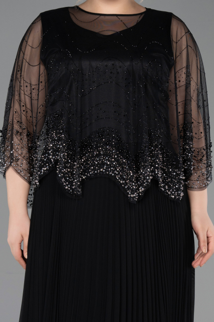 Robe Grande Taille Longue Mousseline Noir ABU5863
