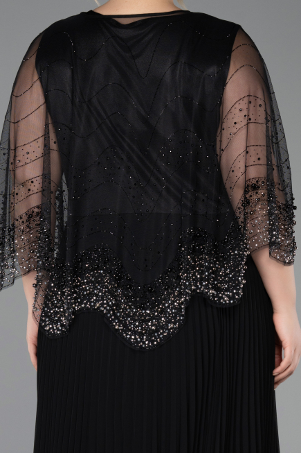 Robe Grande Taille Longue Mousseline Noir ABU5863