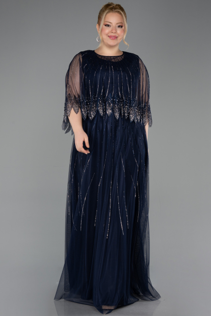 Robe de Soirée Grande Taille Longue Bleu Marine ABU5865