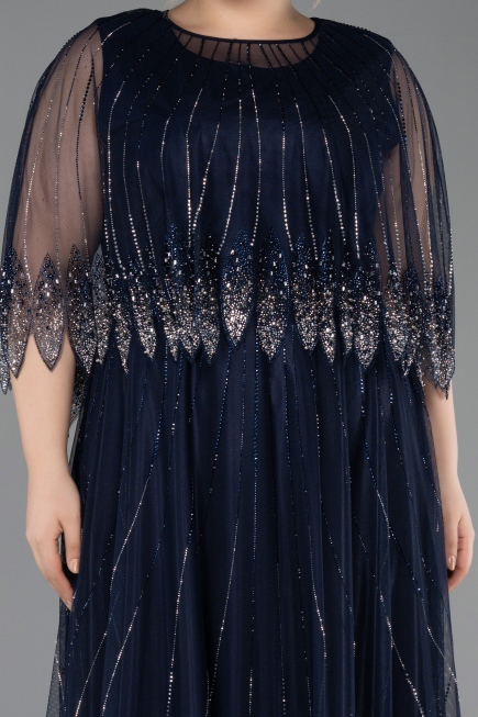Robe de Soirée Grande Taille Longue Bleu Marine ABU5865