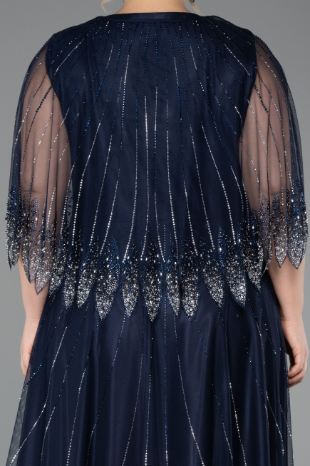 Robe de Soirée Grande Taille Longue Bleu Marine ABU5865