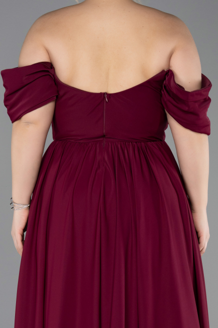 Robe De Soirée Grande Taille Mousseline Longue Couleur Cerise ABU3738
