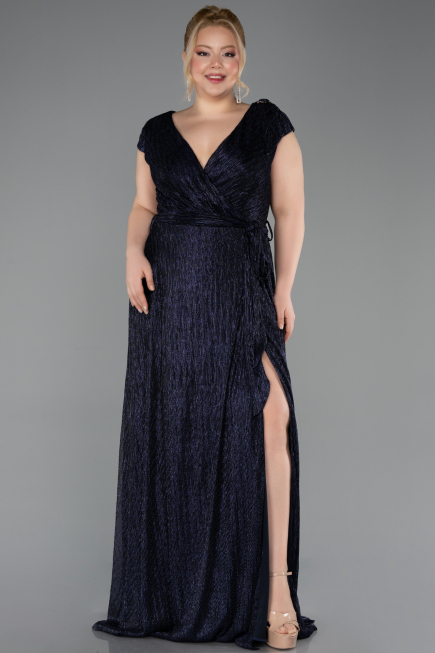 Robe De Soirée Grande Taille Longue Bleu Marine ABU5836