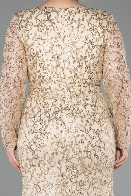 Robe De Soirée Grande Taille Longue Squameuse Or ABU5871