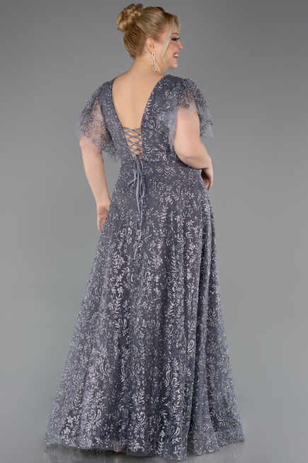 Robe De Fiançailles Grande Taille Longue Anthracite ABU5872