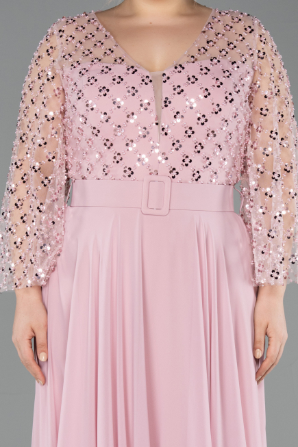 Robe De Soirée Grande Taille Longue Mousseline Poudre ABU5875