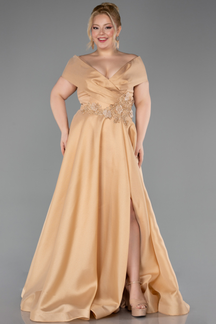 Robe De Fiançailles Grande Taille Longue Or ABU5879