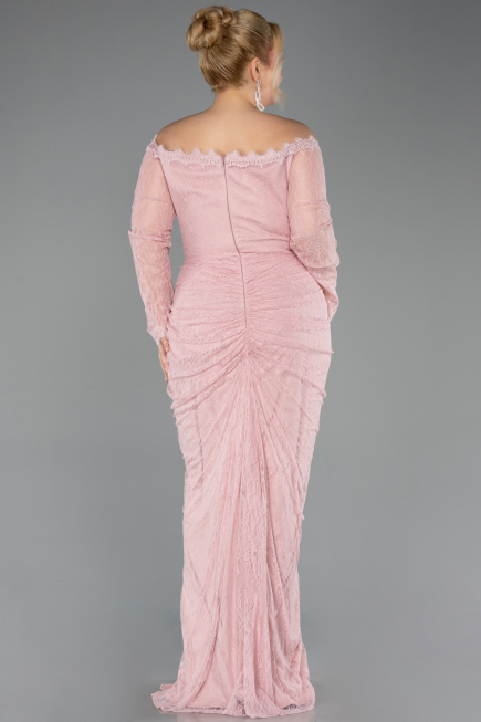 Robe De Soirée Grande Taille Longue Dantelle Poudre ABU5880
