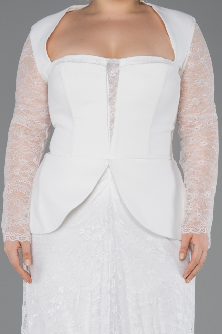 Robe de Soirée Grande Taille Longue Dantelle Blanc ABU5881