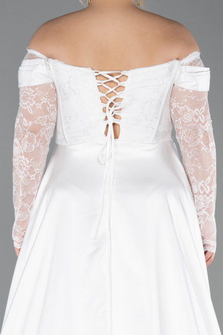 Robe de Soirée Grande Taille Longue Dantelle Blanc ABU5724