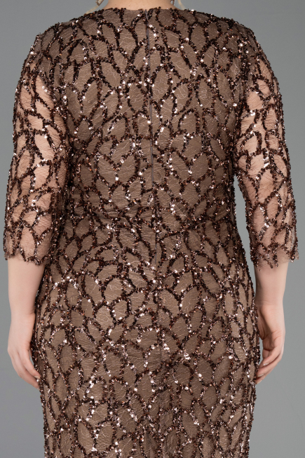 Robe De Invitation Grande Taille Midi Squameuse Cuivre ABK2546