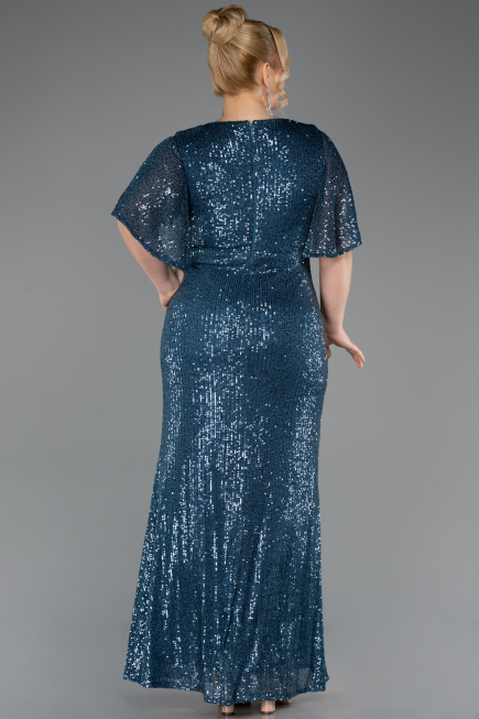Robe De Soirée Grande Taille Longue Vert Pétrole ABU5837