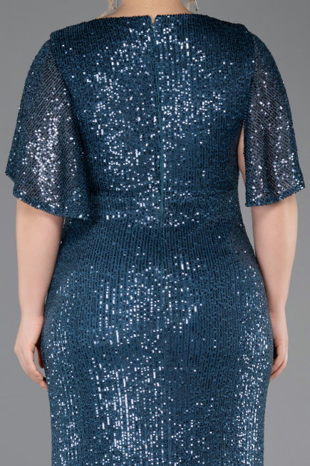 Robe De Soirée Grande Taille Longue Vert Pétrole ABU5837