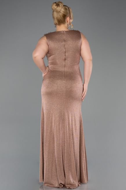 Robe de Soirée Grande Taille Longue Cappuccino ABU5838