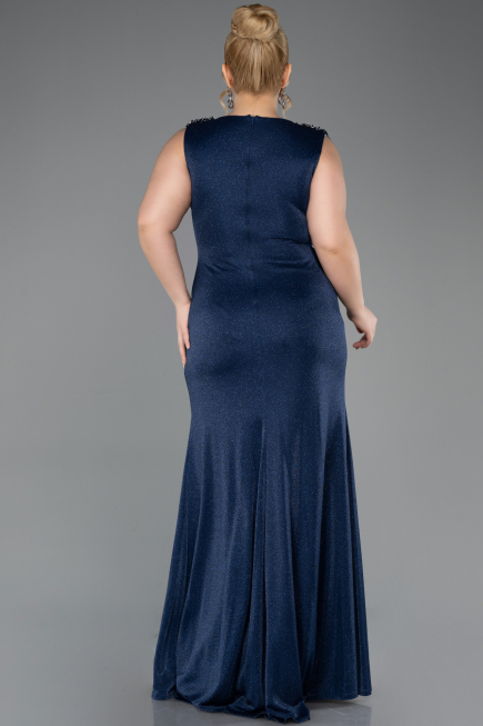 Robe de Soirée Grande Taille Longue Bleu Marine ABU5838